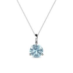 Sheryl Aquamarine Solitaire Pendant Round Aquamarine ct Prong Womens Solitaire Pendant Necklace K White GoldIncluded Inches K White Gold Chain