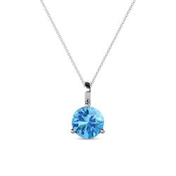 Sheryl Blue Topaz Solitaire Pendant Round Blue Topaz ct Prong Womens Solitaire Pendant Necklace K White GoldIncluded Inches K White Gold Chain