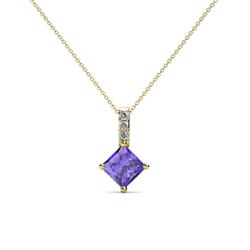 Aurel Iolite and Diamond Pendant Princes Cut Iolite and Diamond Womens Pendant Necklace ctw K Yellow GoldIncluded Inches K Yellow Gold Chain