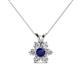 1 - Akina 0.81 ctw (3.80mm) Blue Sapphire and Round Natural Diamond Floral Halo Pendant 