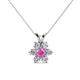 1 - Akina 0.81 ctw (3.80mm) Pink Sapphire and Round Natural Diamond Floral Halo Pendant 