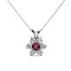 1 - Akina 0.81 ctw (3.80mm) Ruby and Round Natural Diamond Floral Halo Pendant 