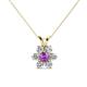 1 - Akina 0.78 ctw (3.80mm) Amethyst and Round Natural Diamond Floral Halo Pendant 