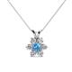 1 - Akina 0.78 ctw (3.80mm) Blue Topaz and Round Natural Diamond Floral Halo Pendant 