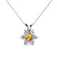 1 - Akina 0.78 ctw (3.80mm) Citrine and Round Natural Diamond Floral Halo Pendant 