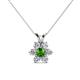 1 - Akina 0.83 ctw (3.80mm) Green Garnet and Round Natural Diamond Floral Halo Pendant 