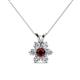 1 - Akina 0.83 ctw (3.80mm) Red Garnet and Round Natural Diamond Floral Halo Pendant 