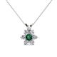 1 - Akina 0.78 ctw (3.80mm) Emerald and Round Natural Diamond Floral Halo Pendant 
