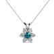 1 - Akina 0.79 ctw (3.80mm) London Blue Topaz and Round Natural Diamond Floral Halo Pendant 