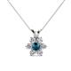 1 - Akina 0.80 ctw (3.80mm) Blue Diamond and Round Natural Diamond Floral Halo Pendant 
