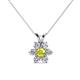 1 - Akina 0.80 ctw (3.80mm) Yellow Diamond and Round Natural Diamond Floral Halo Pendant 