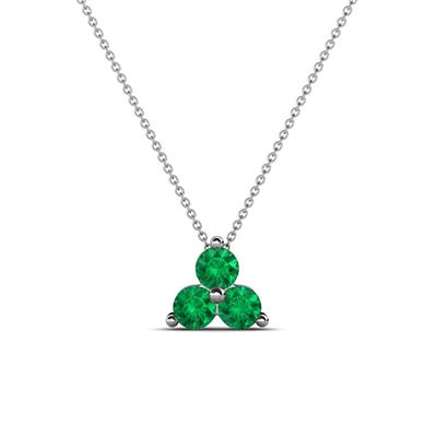 Emma ctw Round Emerald Three Stone Pendant