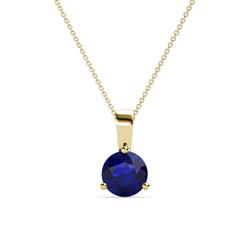 Calista Blue Sapphire Solitaire Pendant ct Round Blue Sapphire Prong Womens Solitaire Pendant Necklace K Yellow GoldIncluded Inches K Yellow Gold Chain