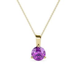 Calista Amethyst Solitaire Pendant ct Round Amethyst Prong Womens Solitaire Pendant Necklace K Yellow GoldIncluded Inches K Yellow Gold Chain