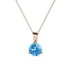 Calista Blue Topaz Solitaire Pendant ct Round Blue Topaz Prong Womens Solitaire Pendant Necklace K Rose GoldIncluded Inches K Rose Gold Chain