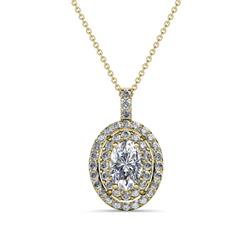 Calice Diamond Double Halo Pendant Oval Cut x Diamond Womens Double Halo Pendant Necklace ctw K Yellow GoldIncluded Inches K Yellow Gold Chain