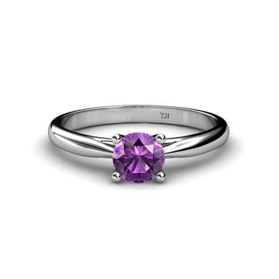 Celine Round Amethyst Solitaire Engagement Ring