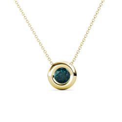 Arela Round London Blue Topaz Donut Bezel Solitaire Pendant Necklace ct Round London Blue Topaz Donut Bezel Set Womens Solitaire Pendant Necklace K Yellow GoldIncluded Inches K Yellow Gold Chain