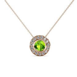 Kitra Peridot and Diamond Halo Pendant Peridot and Diamond Womens Halo Pendant Necklace ctw K Rose GoldIncluded Inches K Rose Gold Chain