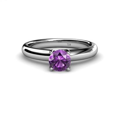 Bianca Round Amethyst Solitaire Engagement Ring