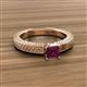 3 - Kaelan 6.00 mm Princess Cut Rhodolite Garnet Solitaire Engagement Ring 