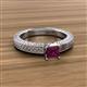 3 - Kaelan 6.00 mm Princess Cut Rhodolite Garnet Solitaire Engagement Ring 