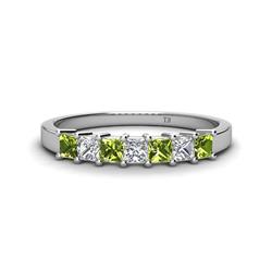 Erica Princess Cut Peridot and Diamond Stone Wedding Band Princess Cut Peridot and Diamond ctw Womens Wedding Band Stackable K White Gold