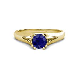 Adira Round Blue Sapphire Solitaire Engagement Ring Round Blue Sapphire ct Prong Womens Solitaire Engagement Ring K Yellow Gold
