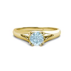 Adira Round Aquamarine Solitaire Engagement Ring Round Aquamarine ct Prong Womens Solitaire Engagement Ring K Yellow Gold