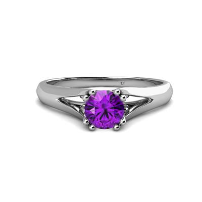 Adira Round Amethyst Solitaire Engagement Ring