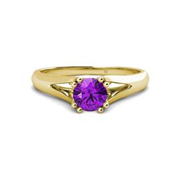 Adira Round Amethyst Solitaire Engagement Ring Round Amethyst ct Prong Womens Solitaire Engagement Ring K Yellow Gold