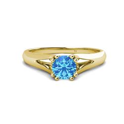 Adira Round Blue Topaz Solitaire Engagement Ring Round Blue Topaz ct Prong Womens Solitaire Engagement Ring K Yellow Gold