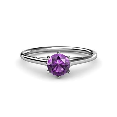 Verena Round Amethyst Solitaire Engagement Ring