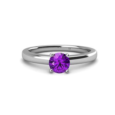 Kyle Round Amethyst Solitaire Engagement Ring