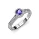 3 - Lore Iolite and Diamond Halo Bridal Set Ring 
