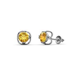Alma Citrine Open Tulip Stud Earrings Citrine Open Tulip Solitaire Womens Stud Earrings ctw K White Gold