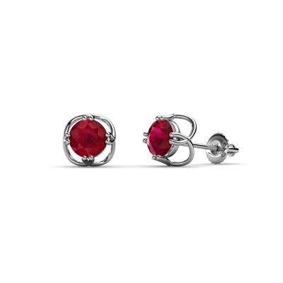 Alma Ruby Open Tulip Stud Earrings