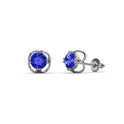 Alma Tanzanite Open Tulip Stud Earrings Tanzanite Open Tulip Solitaire Womens Stud Earrings ctw K White Gold