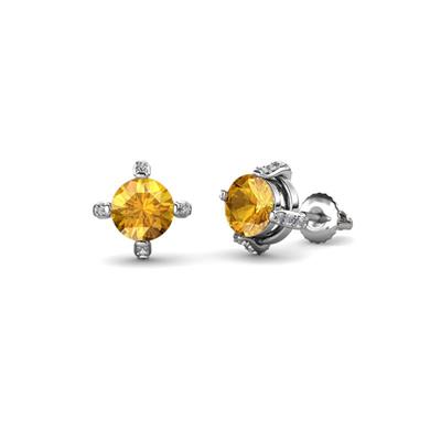 Ceyla Citrine and Diamond Stud Earrings