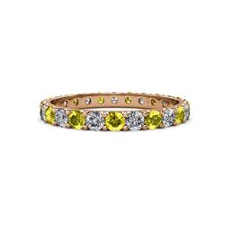 Audrey Yellow and White Diamond U Prong Eternity Band Yellow and White Diamond ctw U Prong Womens Eternity Ring Stackable K Rose Gold