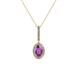 1 - Glenn Petite Amethyst and Diamond Womens Halo Pendant 