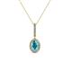 1 - Glenn Petite London Blue Topaz and Diamond Womens Halo Pendant 