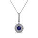 1 - Alva Blue Sapphire and Diamond Double Halo Pendant 