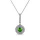 1 - Alva Green Garnet and Diamond Double Halo Pendant 