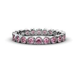 Arria Pink Tourmaline Eternity Band Pink Tourmaline Bezel Set Milgrain Womens Eternity Ring Stackable ctw K White Gold