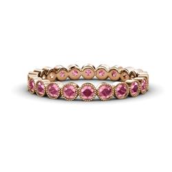 Arria Rhodolite Garnet Eternity Band Rhodolite Garnet Bezel Set Milgrain Womens Eternity Ring Stackable ctw K Rose Gold