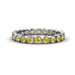 Arria Yellow Sapphire Eternity Band Yellow Sapphire Bezel Set Milgrain Womens Eternity Ring Stackable ctw K White Gold