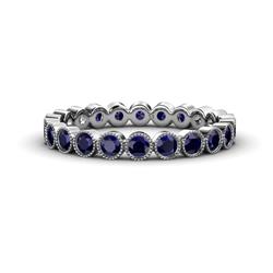 Arria Blue Sapphire Eternity Band Blue Sapphire Bezel Set Milgrain Womens Eternity Ring Stackable ctw K White Gold