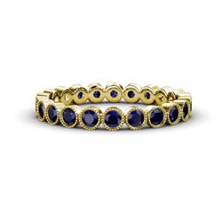 Arria Blue Sapphire Eternity Band Blue Sapphire Bezel Set Milgrain Womens Eternity Ring Stackable ctw K Yellow Gold
