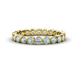 Arria Aquamarine Eternity Band Aquamarine Bezel Set Milgrain Womens Eternity Ring Stackable ctw K Yellow Gold